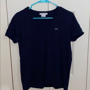 Navy Blue V-neck Lacoste t-shirt